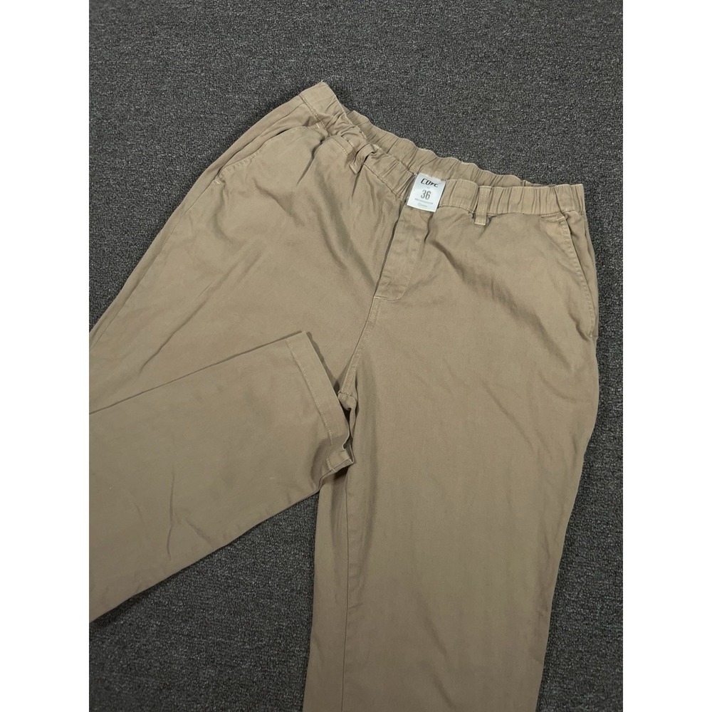 Cove USA Chino Pants Men 38 (Fits 32x31) Brown Elastic Waist Stretch Travel Camp